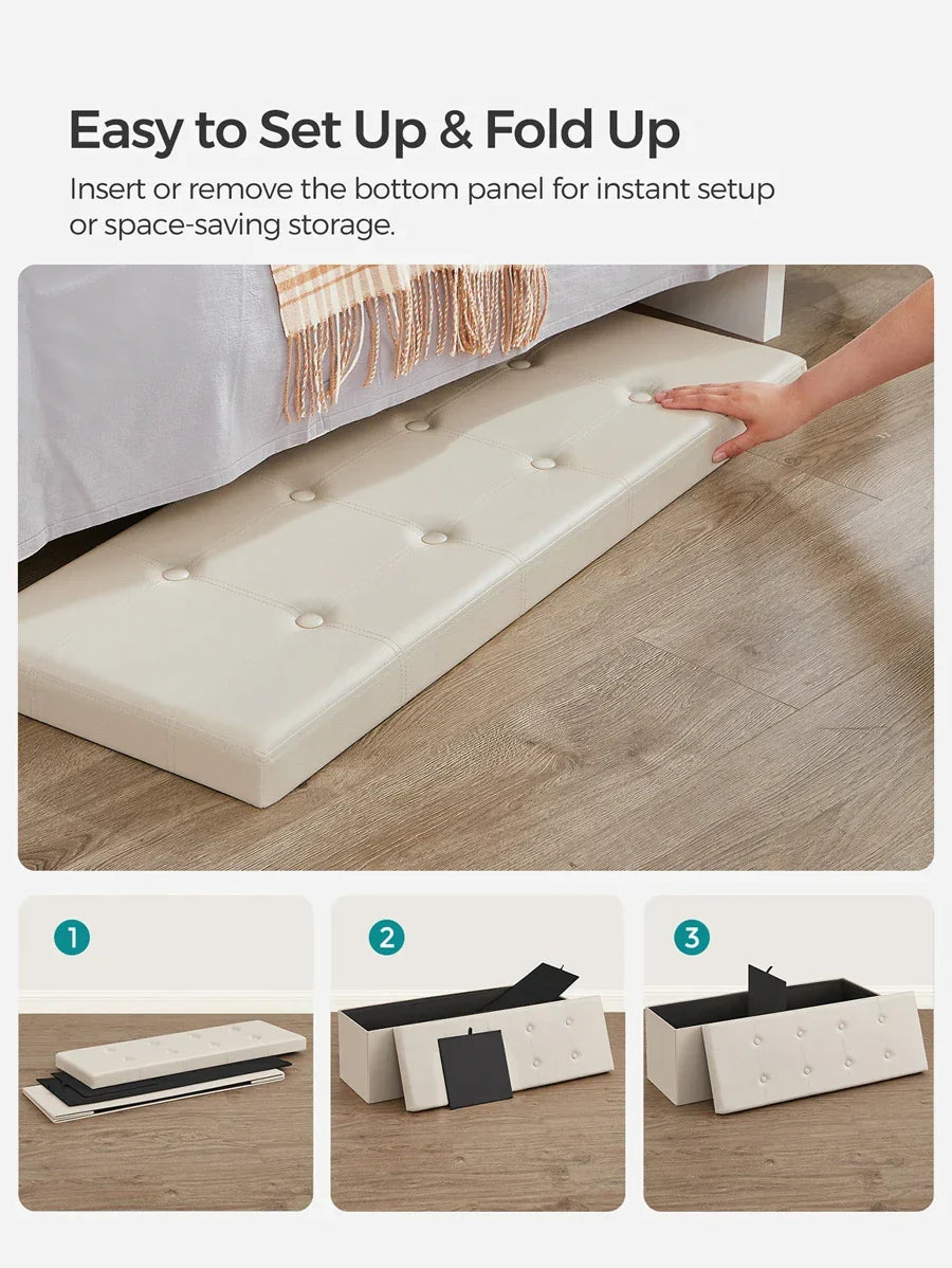 SONGMICS 43 Inches Folding Storage Ottoman Bench Storage