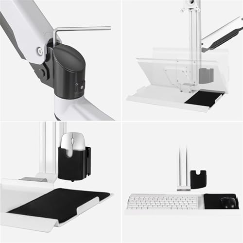 Monitor Arm, Single Monitor Desk Mount, Sit Stand Workstation with keyboard tray and mouse box, Height Adjustable gas spring Single Monitor Mount Arm, Holds up to 13.2lbs ,for Laptop, Computer ect(700 - size: 700mm