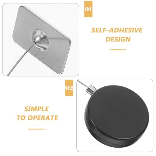 PartyKindom Retractable Security Cable Lock with Double Sided Adhesive and Remote Control, Multifunctional Automatic Retraction, Abs+Iron+Steel Wire Material, 2pcs for Gaming Controllers,