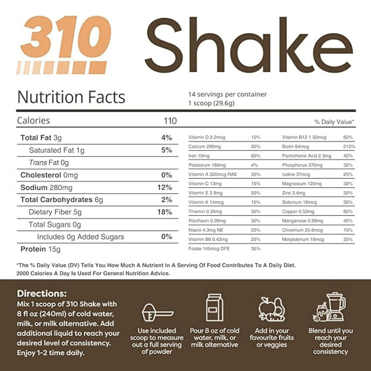 310 Nutrition All-In-One Mocha Shake Powder – Plant-Based Meal Replacement