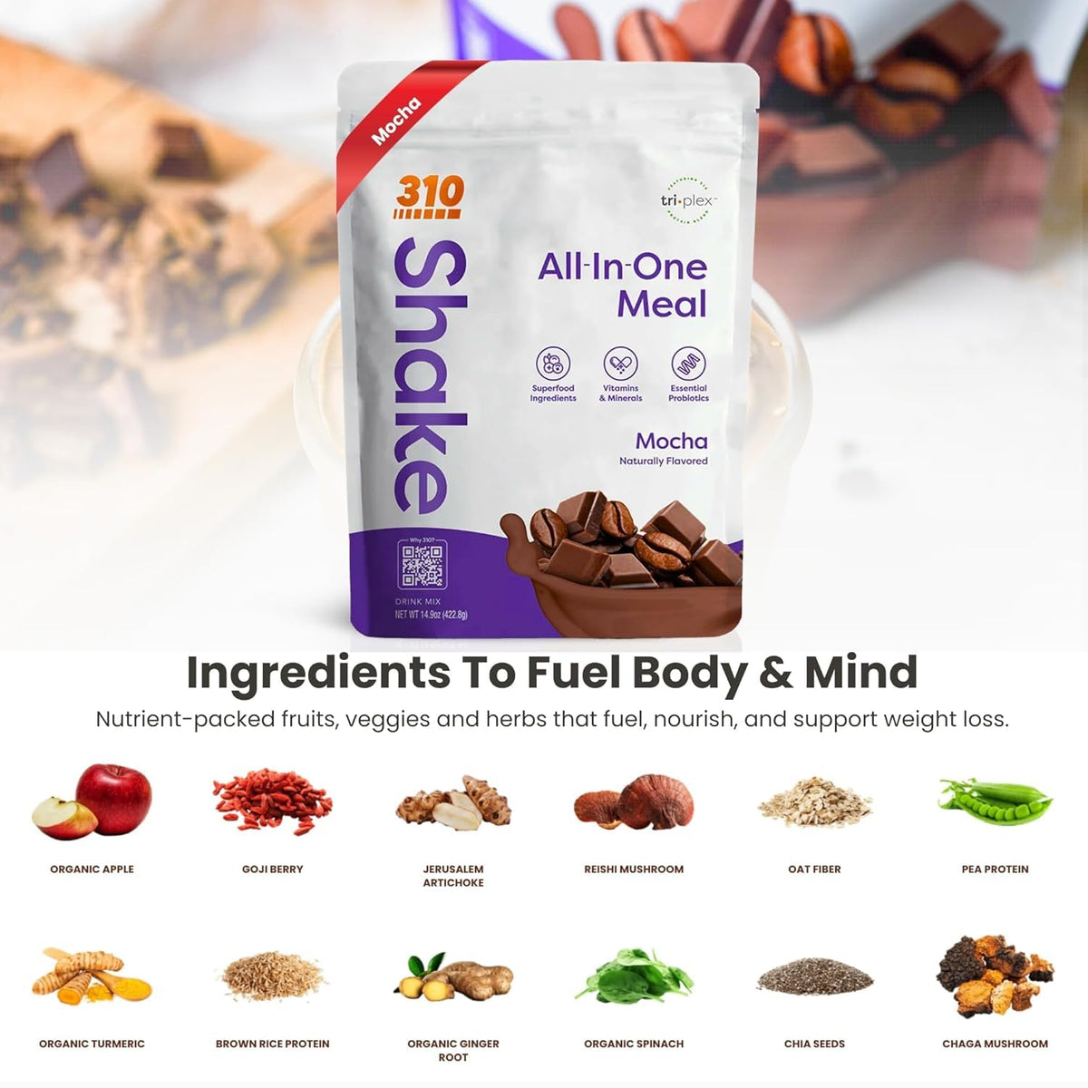 310 Nutrition All-In-One Mocha Shake Powder – Plant-Based Meal Replacement