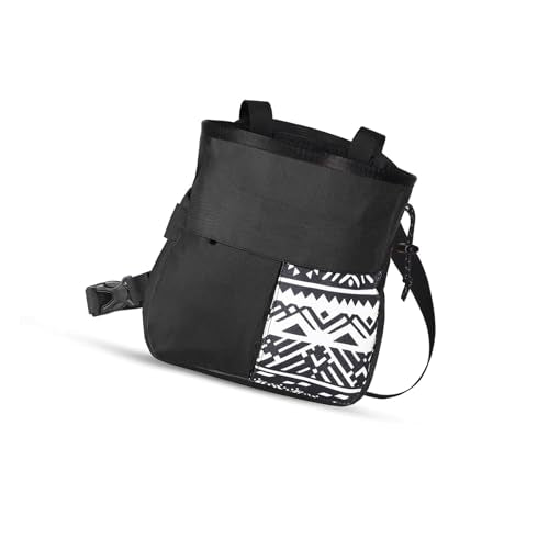 Keenso Mountaineering Chalk Bag Large Capacity Bouldering Chalk Bag Holds 700g Powder Wide Mouth Opening Dual Carry Points Front Pocket for Climbing Training Outdoor Sports - size: Small Black