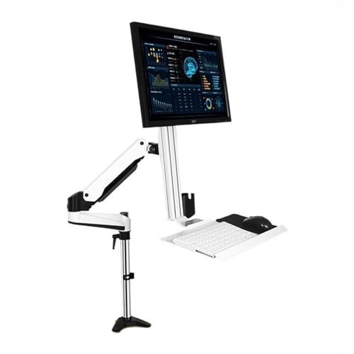 Monitor Arm, Single Monitor Desk Mount, Sit Stand Workstation with keyboard tray and mouse box, Height Adjustable gas spring Single Monitor Mount Arm, Holds up to 13.2lbs ,for Laptop, Computer ect(400 - size: 400mm