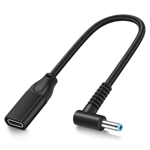 Female USB C to Smart Blue Tip for HP Laptop Charger 65W 45W 90W Power Adapter for Pavilion X360 11 13 15 Zbook 14u G4 G5 X360 EliteBook 840 850 ProBook 430 450