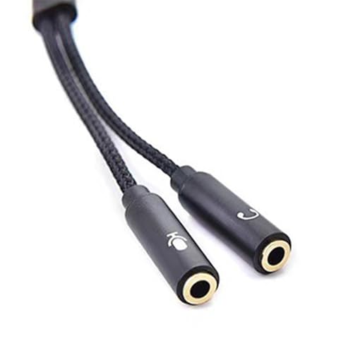 3.5mm Sound Adapter Y Splitter 3.5mm Cable Headsets 2 Female To 1 Male For Laptop Phone Earphone Headphone Microphone - color: Black