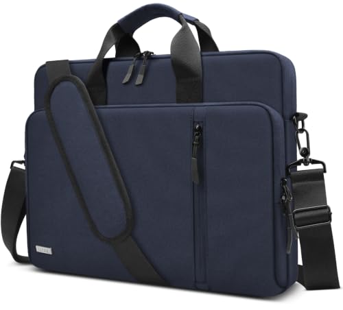 TECOOL 14 Inch Laptop Bag, 360 Protective Case Sleeve Messenger Bag | Waterproof Computer Briefcase with Shoulder Strap for 14 Inch Acer ASUS Lenovo HP Dell Laptop, MacBook Air 15, Dark Blue - color: Dark Blue, size: 14-15 Inch