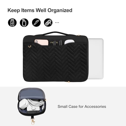 MOSISO 14 inch 360 Protective Laptop Case, 14 inch Laptop Sleeve, Black | Compatible with HP Lenovo Dell ASUS Acer, HP Stream, Dell Latitude, Lenovo, Rectangle Quilted Bag & Pocket & Small Case - color: Black, size: 14 inch