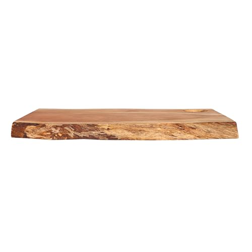 GoCraft Acacia Wood Live Edge Cutting Board – 16 x 11 Inch – with Hole for Hanging | Rustic Rectangular Wooden Chopping Board | Charcuterie Cheese Tray | Food Serving Platter | Farmhouse Décor - size: 16"L x 11"W