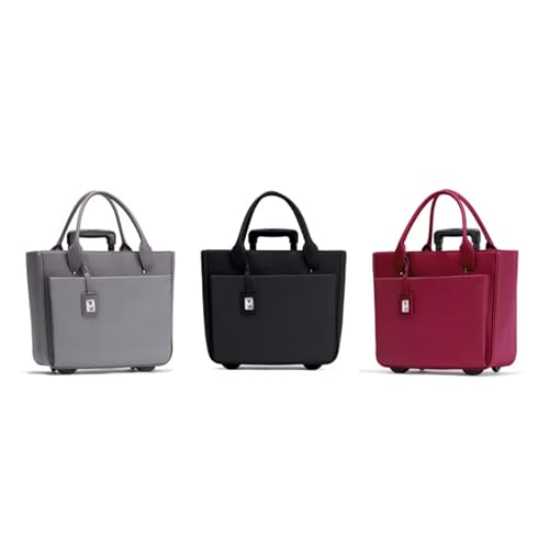 FRANCINE Roller Laptop Tote Bag 17 Inch – Rolling Laptop Tote for Women, Laptop Roller Bag with Trolley Handle (Grey) - color: Grey