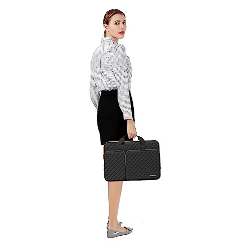MOSISO 360 Protective Laptop Case 13.3 inch, 13-13.3 inch Laptop Sleeve | Compatible with MacBook Air/Pro 13/Pro 14,HP Dell ASUS Lenovo, Square Quilted Bag with 2 Pockets&Handle&Belt, Black - color: Black, size: 13.3 inch