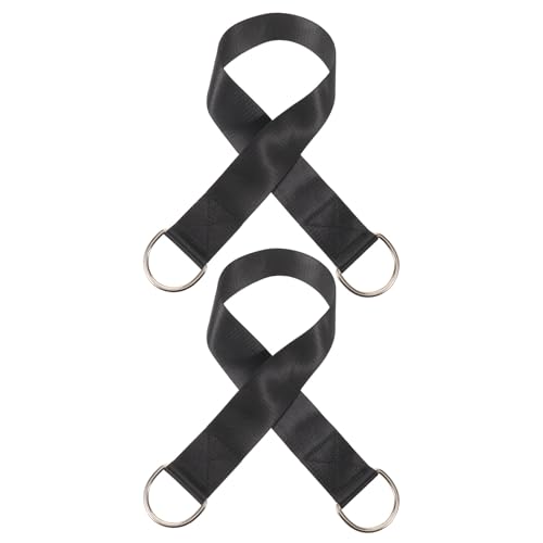 ibasenice 2pcs Dumbbell Loading Strap for Barbell: Fitness Loading Strap for Dip Belt - 30" Weight Plate Band fits Gym Fitness Powerlifting Squat, Black