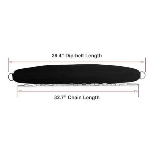 HemeraPhit Weighted Dip Belt with Chain - Adjustable Back Support for Weightlifting, Home Gym Equipment, and Strength Training
