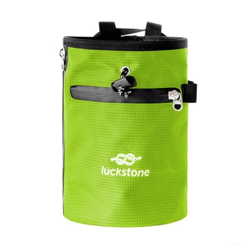 Climbing Chalk Bag with Anti-Leak Drawstring, 420D Oxford Gym Chalk Container for Rock Climbing Bouldering Weightlifting, Adjustable Belt Large Opening Storage(Red) - size: Red