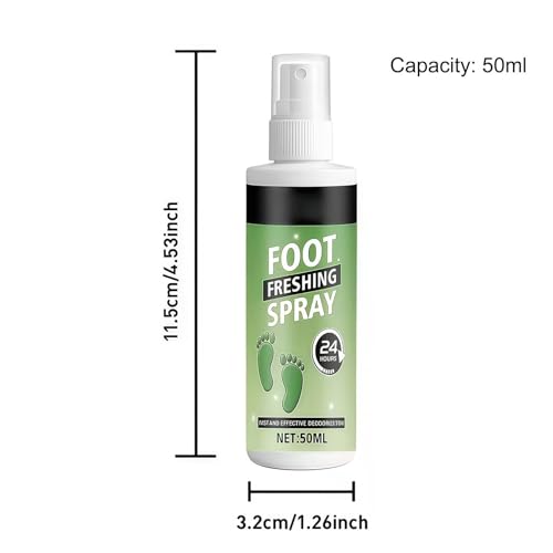 Shoe Deodorizer Spray 60ml Long-Lasting Powerful Elimination | Foot Odor Spray for Leather Boots Footwear Tennis Hockey Closet Home Sneaker