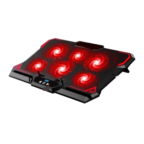 17inch Gaming Laptop Cooler Six Fan Led Screen Two USB Port 2600RPM Laptop Cooling Pad Notebook Stand for Laptop(A) - color: A