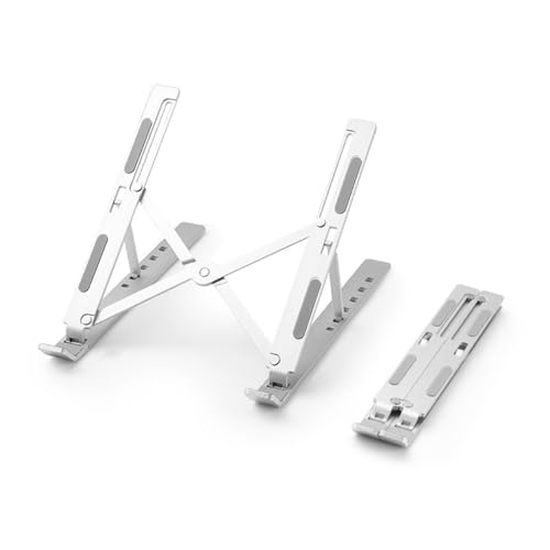 Foldable Laptop Stand, 7-Level Adjustable Aluminum Alloy Tablet Holder, Ultra-Thin Portable Notebook Riser for Desk, Office, Home, Travel (Silver,Plastic) - color: silver, size: plastic