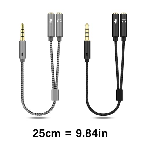 3.5mm Sound Adapter Y Splitter 3.5mm Cable Headsets 2 Female To 1 Male For Laptop Phone Earphone Headphone Microphone - color: Black