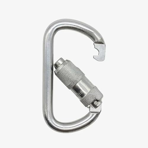Heavy Duty Carabiner 30KN(6500LBS) Auto Locking Climbing Carabiners Clips for Rock Climbing,Rappelling,Hunting, Rescue Equipment(CE Rated,D Shape) - color: Silver(1Pack)