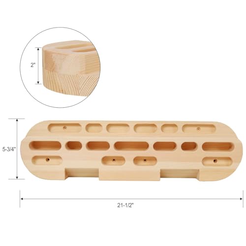 Portable Wooden Climbing Hangboard – Door Mounted Fingerboard for Grip Strength Training, Jugs, Slopers & Edges for Beginners to Pro Climbers, Home Bouldering Workout Gear