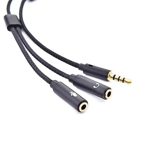 3.5mm Sound Adapter Y Splitter 3.5mm Cable Headsets 2 Female To 1 Male For Laptop Phone Earphone Headphone Microphone - color: Black