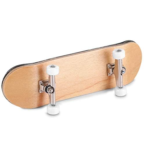 HURRISE Mini Finger Skateboard, Wooden Fingerboard with Ball Bearings, Light Brown, Sport Training Props, 1 Pack - color: White