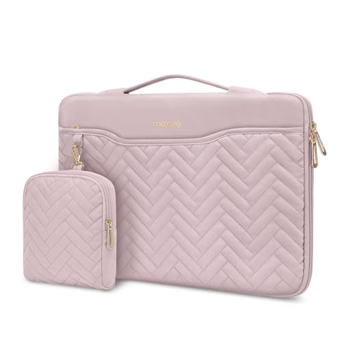 MOSISO 360 Protective Laptop Case, 13-13.3 inch Laptop Sleeve, Pink | Compatible with MacBook Neo/Air 13.6/Pro 13/Pro 14, HP Dell ASUS, Rectangle Quilted Bag with Handle&Pocket&Small Case - color: Pink, size: 13.3 inch