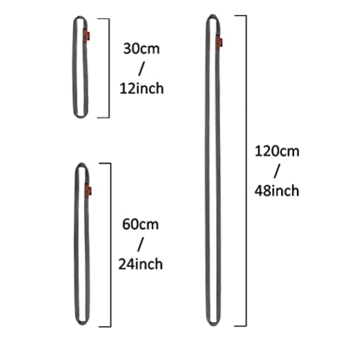 GM CLIMBING 16mm Nylon Sling Runner 22kN / 4950lbf CE UIAA Certified - color: Gray, size: 120cm / 48inch | Pack of 3