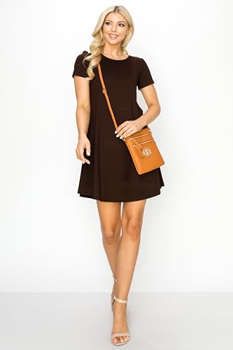 Solene Small Multi Zipper Pockets Crossbody Bag with Detachable Wristlet - color: Tan