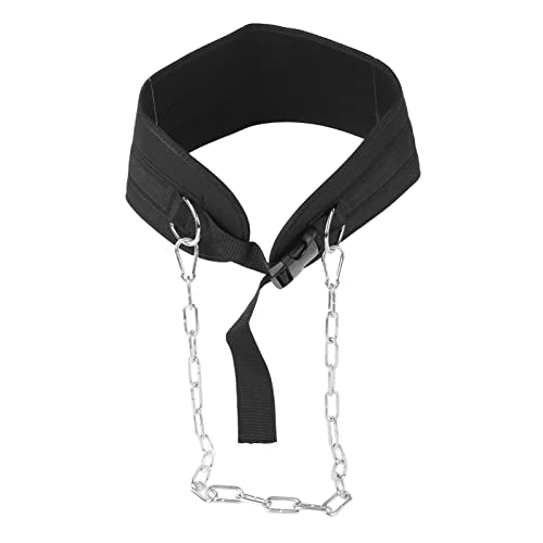 Adjustable Dip Belt, Heavy Duty Dip Belt with Chain and Carabiner for Dips Pull Ups Weightlifting Exercises, Premium Fabric Weighted Belt for Men and Women