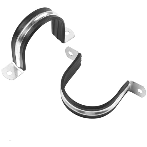 2 Inch Reinforced Rigid Pipe Strap, 2 Holes U Bracket Cable Clamp Hanger, Rubber Cushioned Insulated Clamp, Conduits Strap Clamps for Pipe Fixing on Various Surfaces, 10 PCS(50 mm) - size: 2 inch (10 pcs)