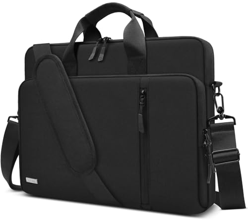 TECOOL 17 17.3 Inch Laptop Bag, 360 Protective Case Sleeve Messenger Bag | Waterproof Computer Briefcase with Shoulder Strap for 17-17.3 Inch Acer ASUS Lenovo HP Laptop Notebook, Black - color: Black, size: 17-17.3 Inch