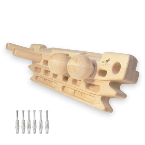 FingerPeg 1.0 Hangboard – Fingerboard Training Board for Climbing with Pull-Up Bars – Sleek Wooden Climbing Board with Ergonomic Design – Supports up to 265 lbs - style: Fingerpeg 1.0 + Spherical Holds