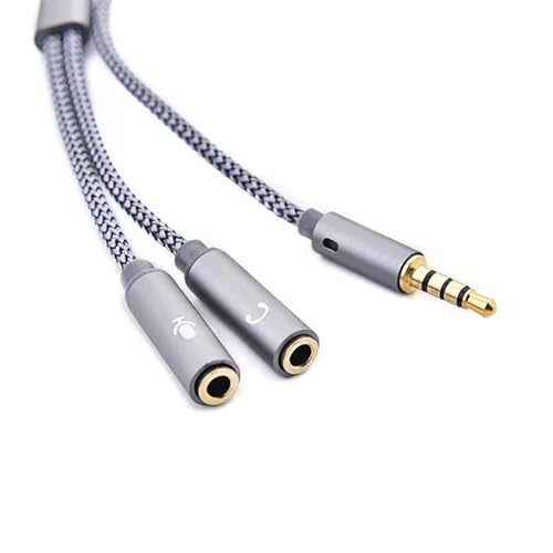 3.5mm Sound Adapter Y Splitter 3.5mm Cable Headsets 2 Female To 1 Male For Laptop Phone Earphone Headphone Microphone - color: Grey