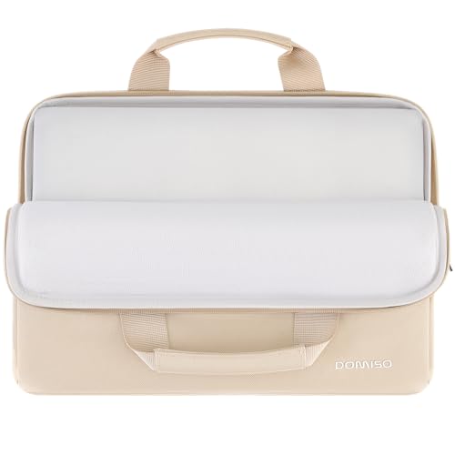 DOMISO 14 inch Laptop Case Sleeve Protective Cover Compatible with MacBook Air 15 M4 M3 M2,MacBook Pro,14-15 inch HP Dell ASUS Lenovo Chromebook,Waterproof Computer Bag with Handle,Beige - color: Beige, size: 14 inch