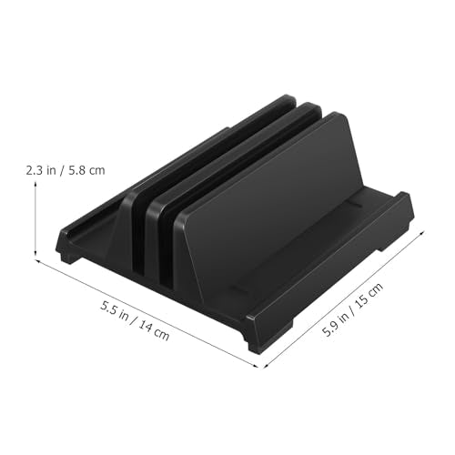 SUPVOX Laptop Vertical Stand Dual Slots Adjustable Black Desktop Laptop Support Holder Workspace Organizer for Office and Home Use
