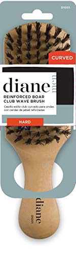 Diane Hard Reinforced Boar Curved Club Wave Hair Brush for Styling and Wave Maintenance, Perfect for Short Cuts, Fades, and Thick, Tight Curls