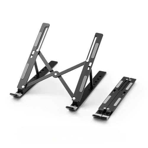 Foldable Laptop Stand, 7-Level Adjustable Aluminum Alloy Tablet Holder, Ultra-Thin Portable Notebook Riser for Desk, Office, Home, Travel (Black,Aluminum Alloy) - color: black, size: aluminum alloy