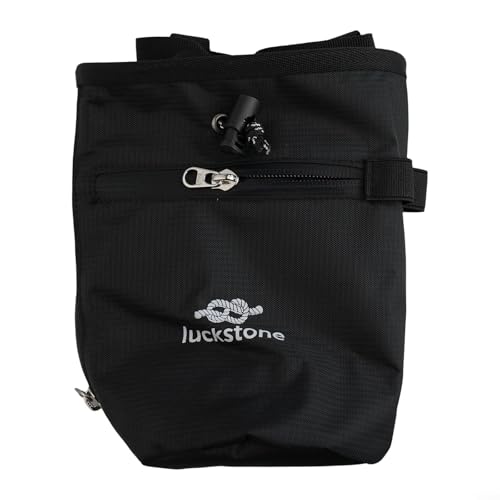 Climbing Chalk Bag with Anti-Leak Drawstring, 420D Oxford Gym Chalk Container for Rock Climbing Bouldering Weightlifting, Adjustable Belt Large Opening Storage(Black) - size: Black