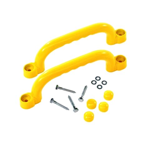 Qianly 2 Pieces Climbing Frame Handles Sturdy Construction Kids Climbing Handle Heavy Duty Playset Grips for Young Children, Yellow - color: Yellow