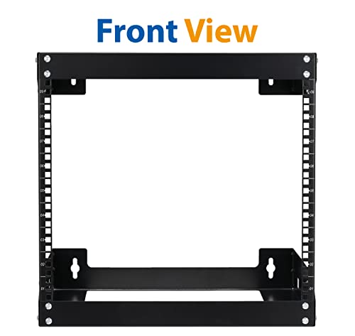 9U Wall Mount Rack Open Frame 19 Inch Server Equipment 2 Post Network Cabinet 18 inches Depth Black by Tedgetal - color: 9U