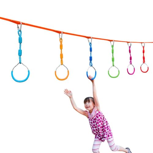 Backyard Ninja Ring Hang Gymnastic Fist Swing Monkey Bar Playground Equipment Climbing Attachment Playground Play Set, 4 Red Obstacle Course Fit Rings Jungle Gym Slackline Warrior Training Equipment - color: Red, size: 4 Pack