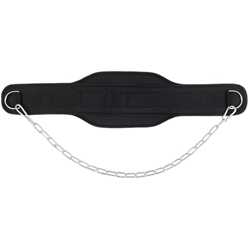 Fitness Dip Belt with 35.4 in Chain, Belt for assisted Pull-Ups, Double Layered Gym Weight Training Belt with D-Ring for Fast Loading