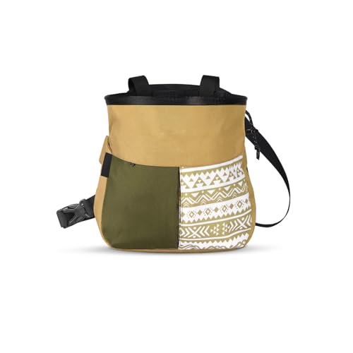 Keenso Mountaineering Chalk Bag Large Capacity Bouldering Chalk Bag Holds 700g Powder Wide Mouth Opening Dual Carry Points Front Pocket for Climbing Training Outdoor Sports - size: Small Khaki