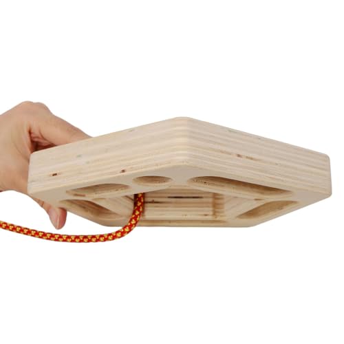 Portable Wooden Hangboard for Rock Climbing, Fingerboard Grip Strength Trainer with Rope – Lightweight, Non-Slip, No-Drill, Home & Outdoor Grip, Pull-Up & Finger Strength Training