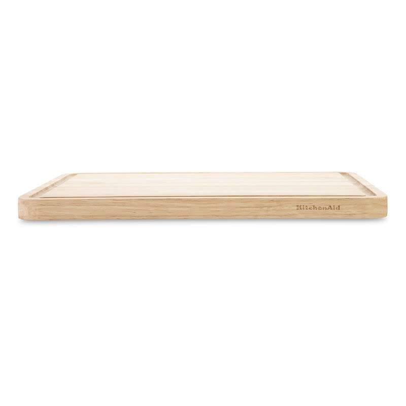 KitchenAid Classic Rubberwood Cutting Board with Perimeter Trench, Reversible Chopping Board, 11-inch x 14-Inch, Natural