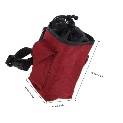 WOONEKY Chalk Bag for Rock Climbing and Bouldering, Wine Red Canvas Chalk Pouch with Zipper Storage Pocket, Anti-Slip Powder Bag for Gymnastics and Weightlifting Outdoor Training