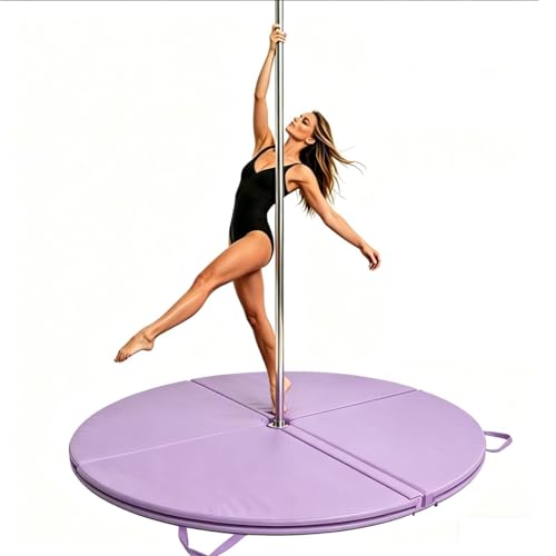 Foldable Pole Crash Mat, Pole Dance Mat, Anti-Collision Cushioned PU Leather Mat for Yoga, Gymnastics, Pole Dancing Light-Purple 4" Tx3.9'W