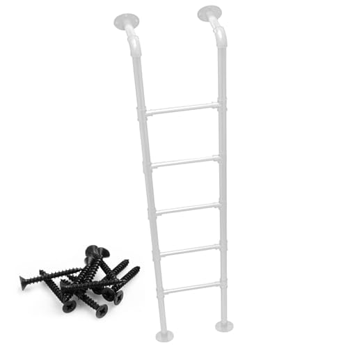 Wall Mounted Metal Step Ladder for Home Loft, White Wrought Iron Basement Window Well Egress Ladder Strong Bunk Bed Climbing Ladders with Kit, 100-300cm(160cm/63in) - size: 160cm/63in
