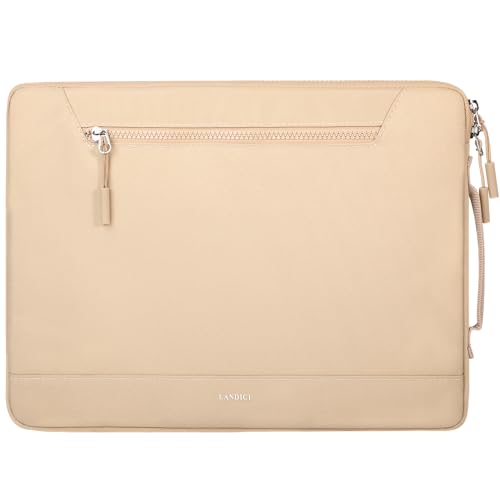LANDICI 15.6 Inch Protective Laptop Sleeve with Handle, Apricot | Slim water-resistant case with reinforced 360-degree padding protects MacBook, Surface, Chromebook and other laptops - color: Apricot, size: 15.6-16 Inch