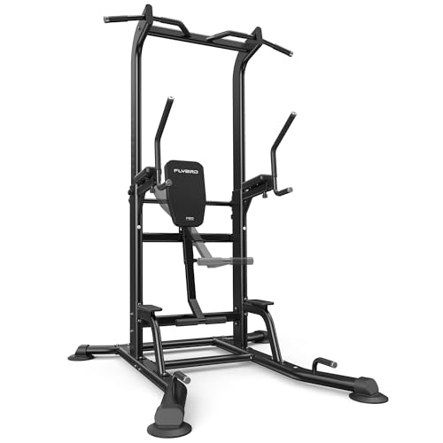 FLYBIRD 800LBS Heavy Duty Power Tower Dip Station, Adjustable Height Pull Up Stand with Crunch Leg Raise, Multifunction Strength Training Equipment for Home Gym Back Workout